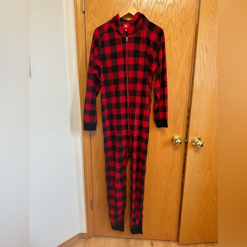 Buffalo plaid one piece Christmas family pajamas